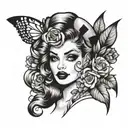 pin up face tattoo design idea