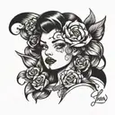 pin up face tattoo design idea