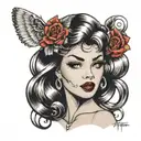 pin up face tattoo design idea