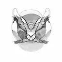 on top (lamb + crow) & in the middle (rabbit + phoenix) & below (owl + turtle) tattoo design idea