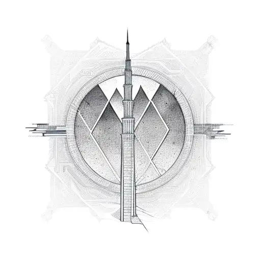 nas logo with twin towers tattoo design idea
