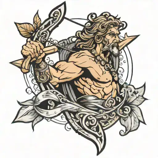 Odysseus bow and arrow weapon tattoo design idea
