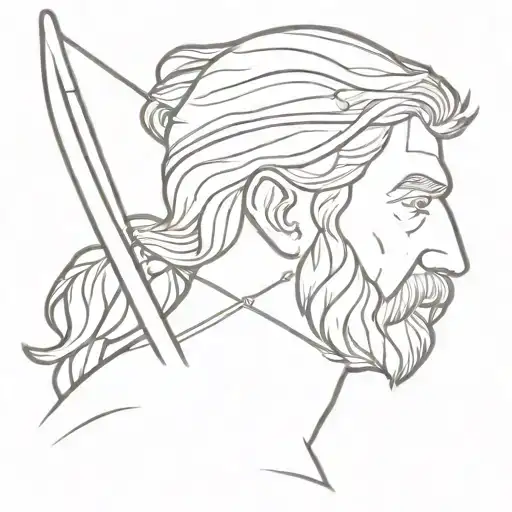 Odysseus head and bow and arrow tattoo design idea