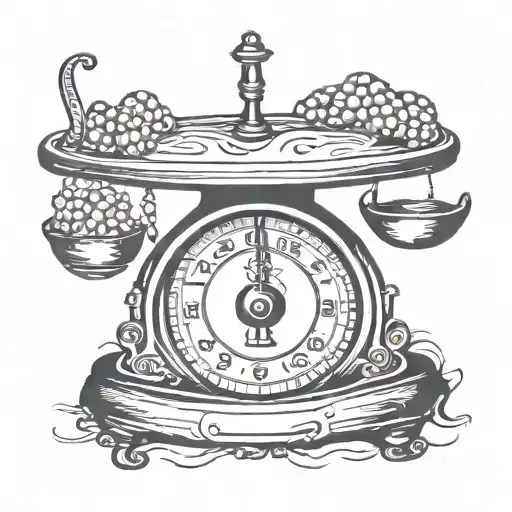 Uneven weight Scale tattoo design,black and white,thick outline,high contrast, tattoo design idea