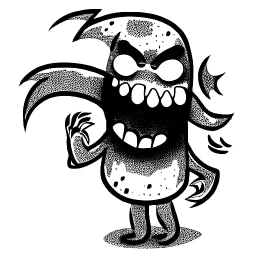 A full body monster which is angry because he is hungry tattoo design idea