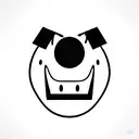 a small, minimalist illustration of a grumpy creature with a round body, sharp teeth, and furrowed eyebrows. tattoo design idea