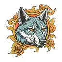 sci-fi wolf head tattoo design idea