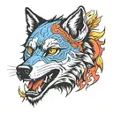 sci-fi wolf head tattoo design idea