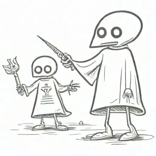 two aliens having a Mexican stand off with ray guns wearing ponchos tattoo design idea