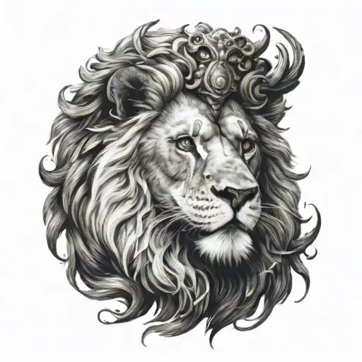 god and lion head tattoo design idea