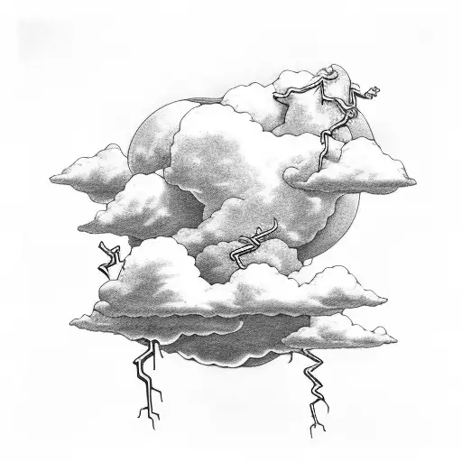 clouds with lightning  tattoo design idea