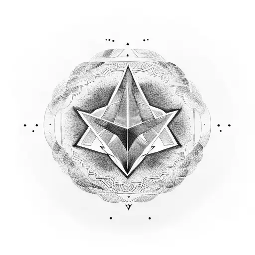 A blackwork tattoo of a vinyl record with the illuminati symbol incorporated into the grooves tattoo design idea
