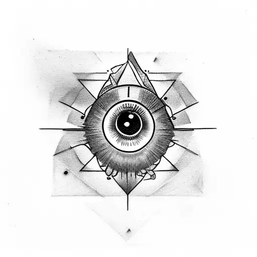 triangle eye with eings and halo tattoo design idea