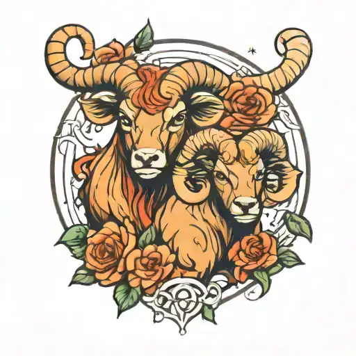 aries and taurus zodiac signs tattoo design idea