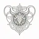 Taurus and Aries symbol tattoo. the zodiac signs are combined. the letter J is incorporated with both signs. hearts  tattoo design idea