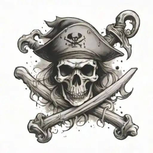 jolly roger fading away tattoo design idea