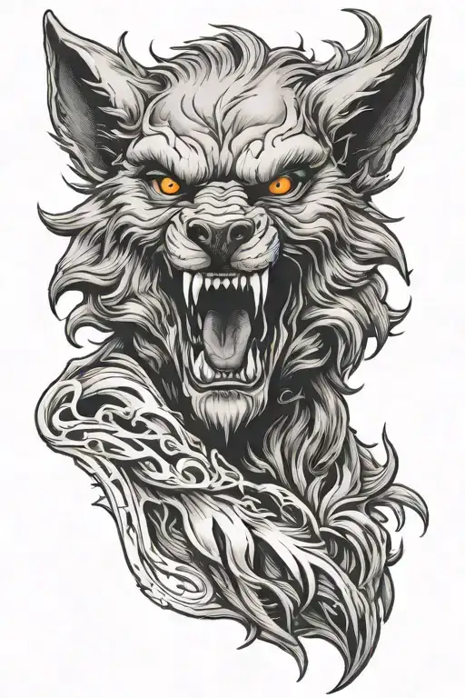werewolf witch tattoo design idea
