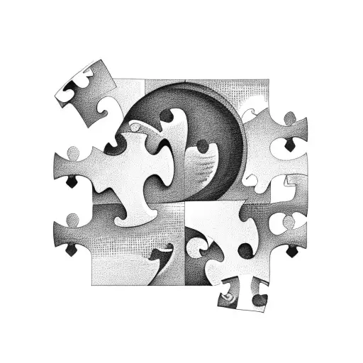 single piece of puzzle with sunset in it tattoo design idea