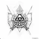 the legend of zelda link with master sword tattoo design idea