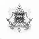 the legend of zelda link with master sword tattoo design idea