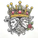 Double B with crown tattoo design idea