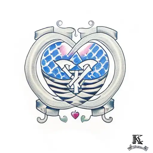 matching couples tattoo with the initials A and K tattoo design idea