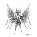 Full body grim reaper with wings and scythe tattoo design idea