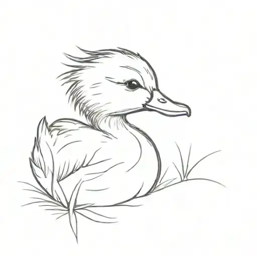 fluffy duckling tattoo design idea