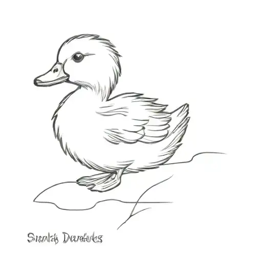fluffy duckling sitting tattoo design idea