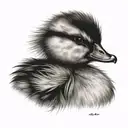 fluffy duckling sitting tattoo design idea