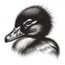 fluffy duckling sitting tattoo design idea