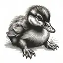fluffy duckling sitting tattoo design idea