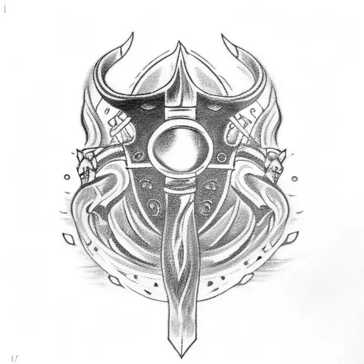  3 viking ship on fire tattoo design idea