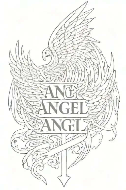 angle wings with the word angel going down and the date jan/3/24  for a DEATH date  tattoo design idea