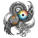 Phoenix and Ying Yang and rainbow tattoo design idea