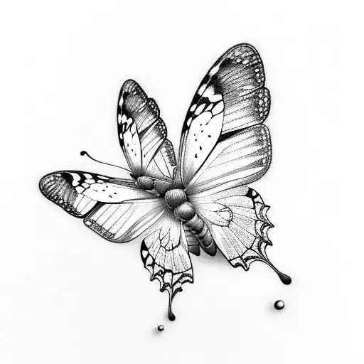 butterfly happiness tattoo design idea