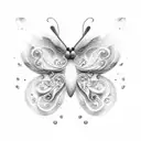 butterfly happiness tattoo design idea