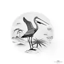 asian landscape with stork tattoo design idea