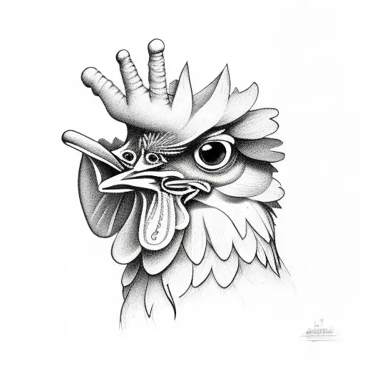 chicken white with Black points tattoo design idea