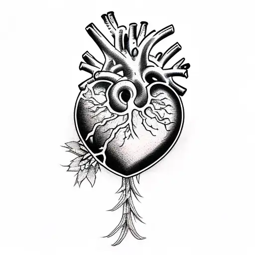 realistic heart divided by shadow tattoo design idea