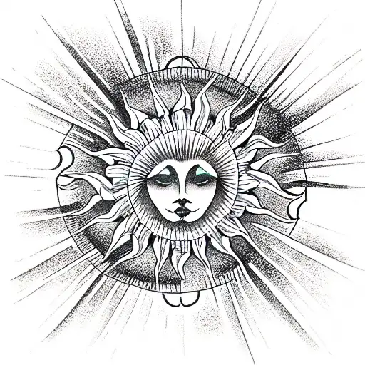 Sun tattoo design idea