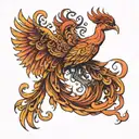 feminine phoenix rising tattoo design idea