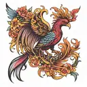 feminine phoenix rising tattoo design idea