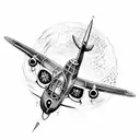 full sleeve spitfire plane tattoo design idea