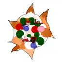 A fox surrounded by anime characters tattoo design idea