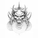 devil angels with clouds as a background filler  tattoo design idea