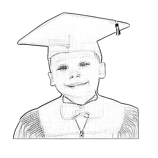 a young boy in a graduation cap and gown tattoo design idea