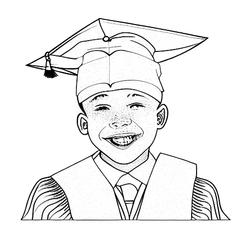 a young boy in a graduation cap and gown tattoo design idea