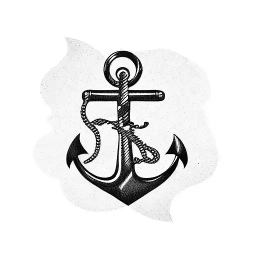 A tattoo design featuring an anchor, barber scissors, and a football in a unique style tattoo design idea