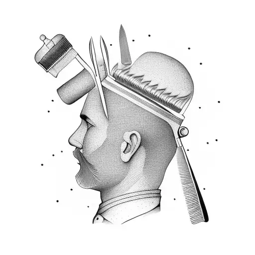 A barber's tools arranged in an artistic composition tattoo design idea